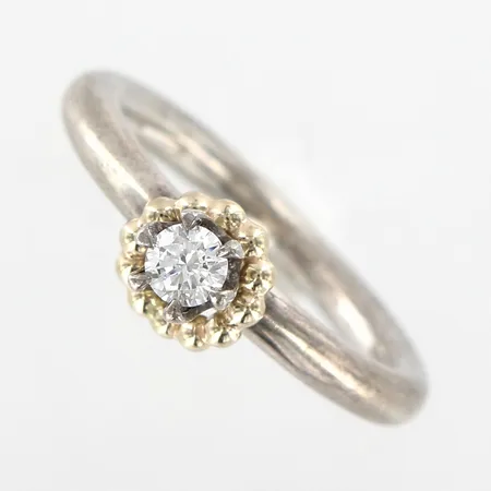 Ring Pandora med vit sten, stl 18¼, skenans bredd: 2,2mm, silver 925/1000 Vikt: 5,7 g