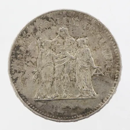 Mynt, 50 Francs, 1979, République Francaise, Liberté Egalité Fraternité, Ø41mm, 900/1000 Silver Vikt: 29,8 g