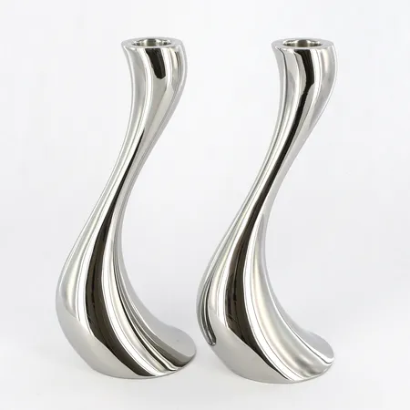 Ett par ljusstakar Georg Jensen, Cobra, Constantin Wortmann, höjd ca 20cm, rostfritt stål, bruksskick Vikt: 0 g