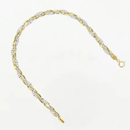 Armband, 18,7cm, bredd 4mm, gul/vitguld, Guldfynd, 18K Vikt: 3,6 g