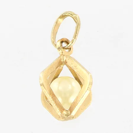 Hänge med pärla, 17,5x10mm, borrat hål i pärlan, 18K Vikt: 1 g