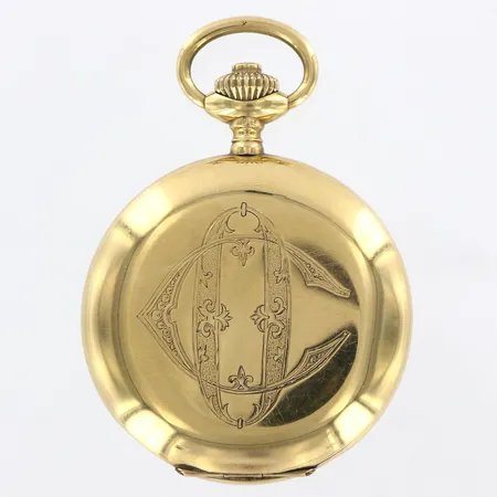 Fickur, Savonette, Ø52mm, fram-, bak- samt innerboett i guld, monogramgravyr, bruttovikt 100,3 gram,18K