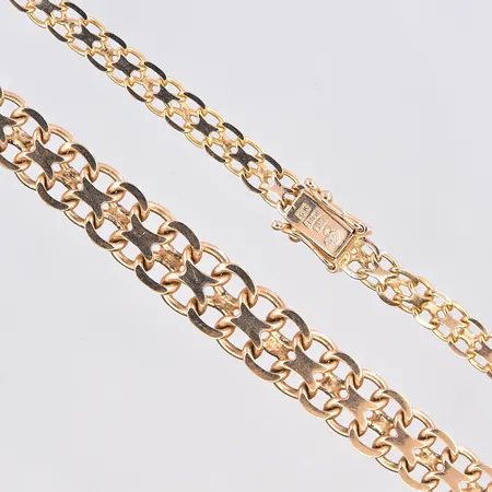 Collier X-länk, doserad, bredd 5-10 mm, längd 44 cm, 18K. Vikt: 26 g