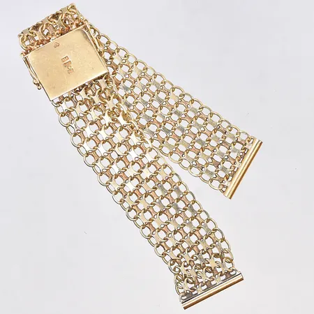 Klocklänk X-länk, längd 16,5 cm, bredd 19 mm, 18K. Vikt: 24,5 g