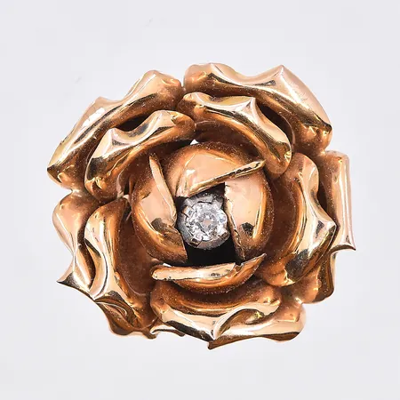 Brosch med gammalslipad diamant, Ø28mm, 18K. Vikt: 8,5 g