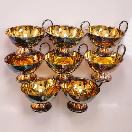 8 Punchmuggar, höjd ca 5cm, 830/1000 Silver 248g.