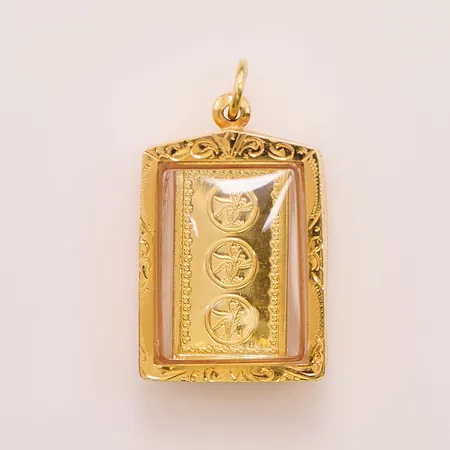 Hänge, Thai, 32x24mm, ram i 18K, tacka i 23K, bruttovikt 13,8g.