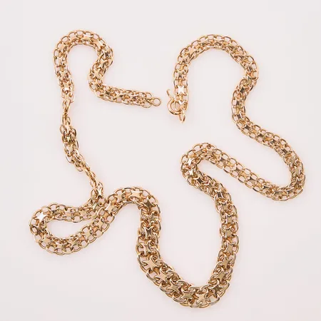 Collier x-länk, 46cm, bredd:4-7mm, defekt lås, 18K 14,4g.