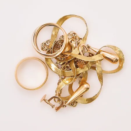 Diverse guld, defekt/gravyr, 18K 21,9g.