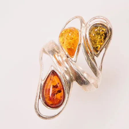 Ring, Ø16½, bredd:32mm, bärnsten, 925/1000 Silver 4,2 Vikt: 0 g