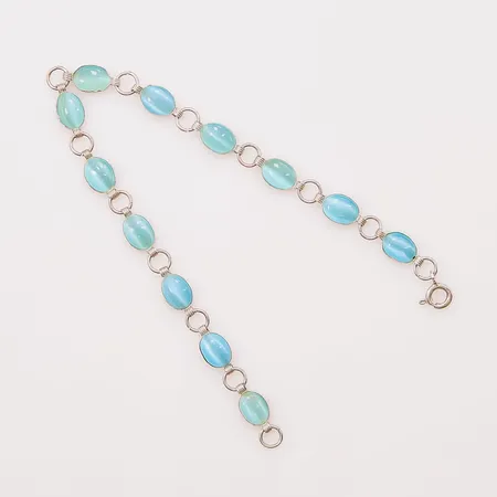 Armband, 19,5cm, blå stenar, 925/1000 Silver 6,2g.