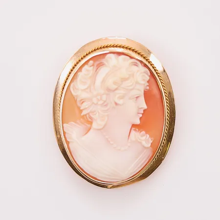 Hänge/brosch Camé, 40x30mm, bruttovikt 14K 9,4g.