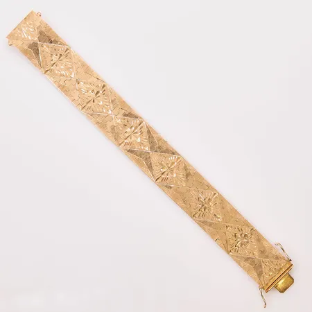 Armband, 18,5cm, bredd:19mm, skadad länk, 18K 51,4g.