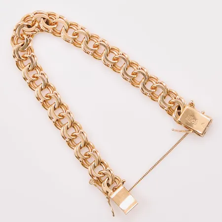 Armband Bismarck, 21cm, bredd:10mm, säkerhetskedja, 18K 39,4g.