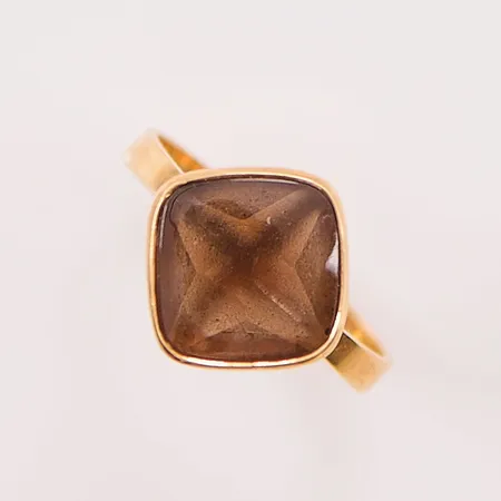 Ring, Ø17½, bredd:12mm, rökkvarts, 18K 3,2g.