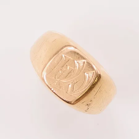 Klackring, Ø18¼, bredd:12mm, monogram, repig, 18K 14,6g.