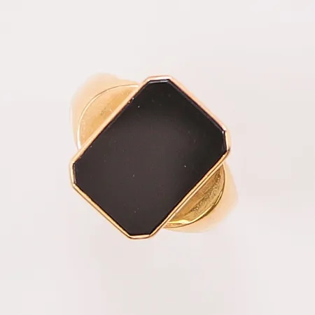 Klackring, onyx, Ø20¼, bredd:17mm, 18K 5,2g.