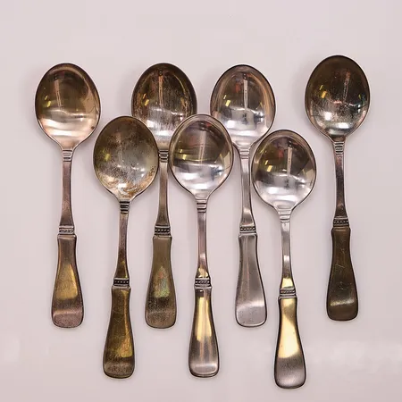 7 Kaffeskedar, 11cm, 830/1000 Silver 98,3g.