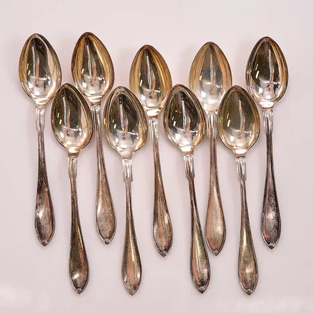 9 Kaffeskedar, 12cm, 830/1000 Silver 109,2g.