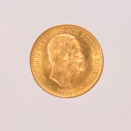 Mynt, Oscar II, 1901, Brödrafolkens Väl, Ø23mm, 20kr, 21,6K 9,0g.