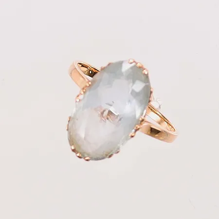 Ring, Ø18, bredd:16mm, ljusblå sten, 18K 3,2g.