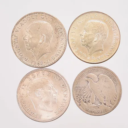 4 Diverse mynt, 400-830/1000 Silver 65,2g.