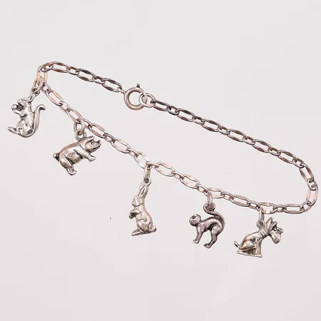 Armband, 19cm, djurberlocker, 830/1000 Silver 12,9g.