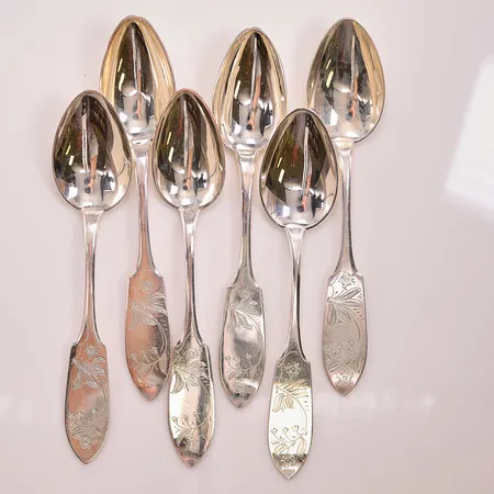 10 Skedar, Tornedel, 17cm, gravyr, 830/1000 Silver 188g Vikt: 188 g
