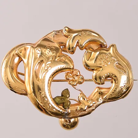 Brosch, 45x40mm, lagad, 18K 6,6g.