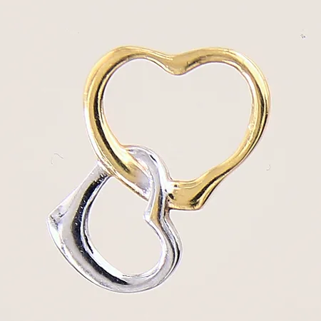 Hänge hjärta, tvåfärgad, 16,3x7,2mm, 18K  Vikt: 0,5 g