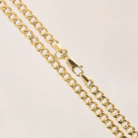 Kedja Pansar, längd: 55cm, bredd: 5,2mm, bucklig, extra ögla, GHA, 18K  Vikt: 15,9 g