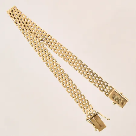 Armband Korridorlänk, längd 19cm, bredd 7,4mm, NAB, år 1952, 18K Vikt: 14,5 g