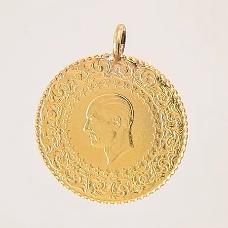 Hänge/mynt Ataturk, Ø18mm, ögla i oädel metall, 21,6K  Vikt: 1,8 g