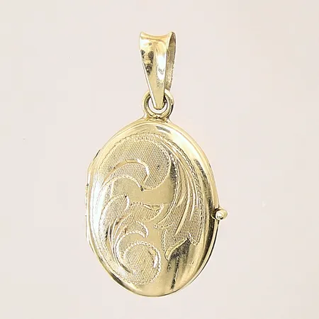 Hänge Medaljong, längd: 28mm, bredd: 4-15,2mm, 14K  Vikt: 3,5 g