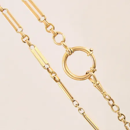 Urkedja, längd 30cm, bredd 5-23mm, trögt lås, 18K  Vikt: 24,8 g