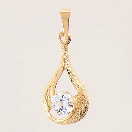 Hänge med vit sten, 25x10mm, 18K  Vikt: 0,9 g