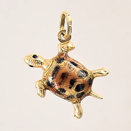 Hänge, sköldpadda, med emaljdetaljer, 24x17mm, 18K  Vikt: 1,6 g