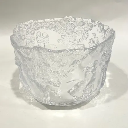 Skål, Blåklint, Kjell Engman för Kosta Boda, osignerad, höjd 9cm, glas Skickas med paket.