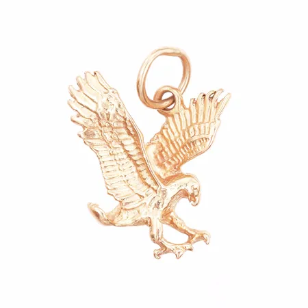 Hänge i form av en örn, höjd: 20 mm, bredd: 15 mm, saknar stämplar, 18K guld. Vikt: 1,9 g