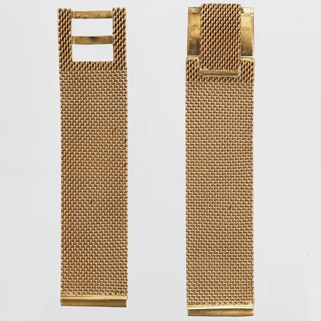 Klockarmband, längd: 15cm-16cm, bredd: 18mm, utländska stämplar, 18K guld. Vikt: 45,4 g