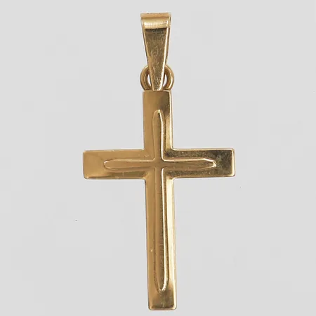 Hänge i form av ett kors, höjd 23mm, bredd 12mm, 18K guld Vikt: 0,4 g