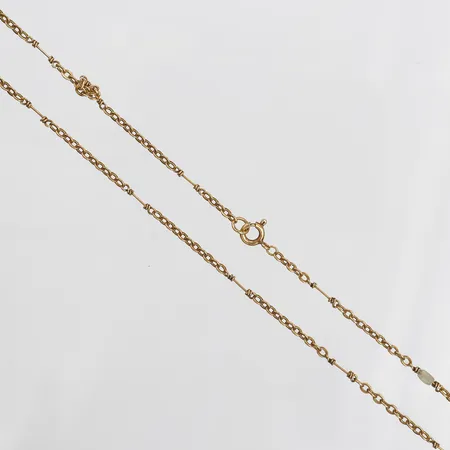 Collier med odlade pärlor, längd: 46 cm, bredd: 0,5 - 2 mm, knut, pärlor saknas, 18K guld. Vikt: 6,2 g