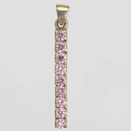 Hänge med rosa stenar, höjd inkl ögla: 39 mm, bredd: 4 mm, 925/1000 silver. Vikt: 2,8 g