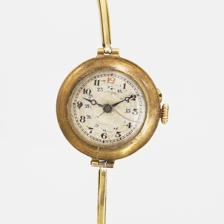 Armbandsur, manuell, boettnr: 130998, 18K, del av boett ej guld, armband 18K, defekt, går ej, skadat glas, skadad urtavla, bruttovikt: 18,5g