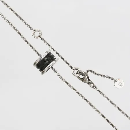 Collier, Bvlgari, B-Zero, Save the Children necklace, med svart keramisk ring, justerbar längd, längd 45cm, inga tillbehör, silver. Vikt: 9,5 g