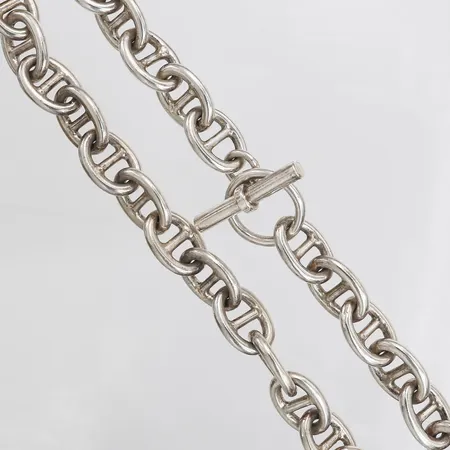 Collier/kedja, Marinalänk, längd ca 45cm, bredd 14mm, stämplad 925, silver Vikt: 159 g