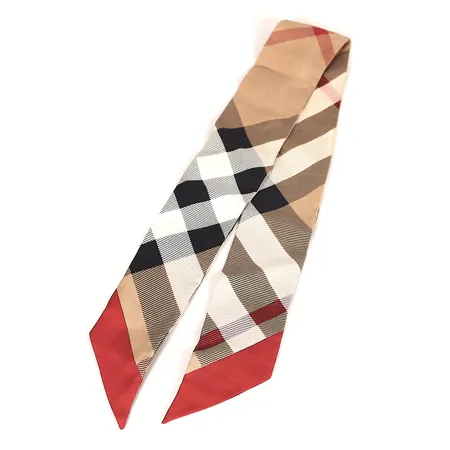 Scarf/Twilly, Burberry, siden, 84x6cm, fläckar, slitage.