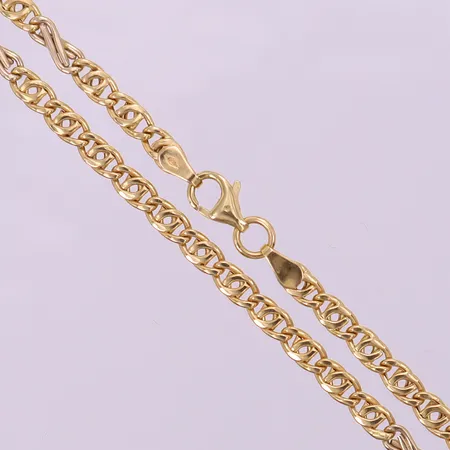 Kedja, längd 60cm, bredd 3,5mm, 18K.  Vikt: 8,1 g