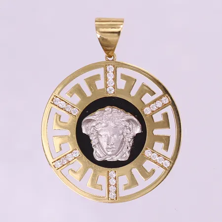 Hänge med medusa samt vita stenar, Ø6,5mm, 18K OBS ej märkes design! Vikt: 4,3 g