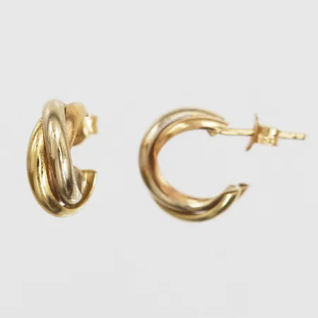 Ett par örhängen, tricolor, höjd 12mm, bredd 5mm, 18K guld Vikt: 2,6 g